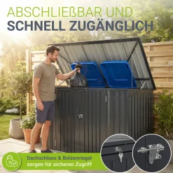 Mülltonnenbox Namur 1,9 m² Mülltonnenverkleidung aus Metall mit großen Türen