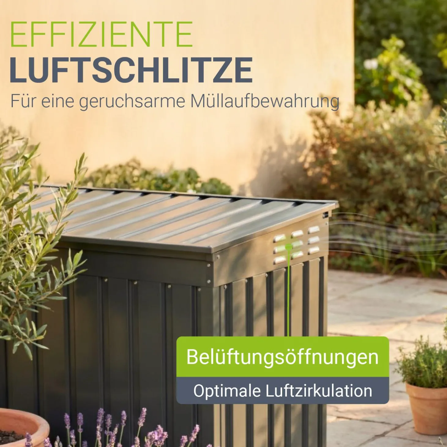 Mülltonnenbox Namur 1,9 m² Mülltonnenverkleidung aus Metall mit großen Türen