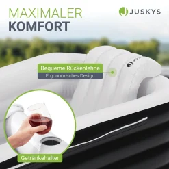 Mobile Badewanne Aufblasbare Wanne mit Luftpumpe, Abdeckung und Rückenlehne