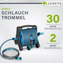 Mobile Schlauchtrommel Basic 30 m Mit Multifunktions-Handbrause, Wandaufhängung und Adaptern