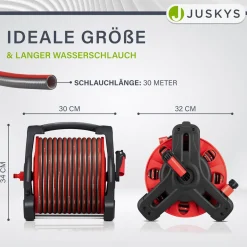 Mobile Schlauchtrommel Basic 30 m Mit Multifunktions-Handbrause, Wandaufhängung und Adaptern