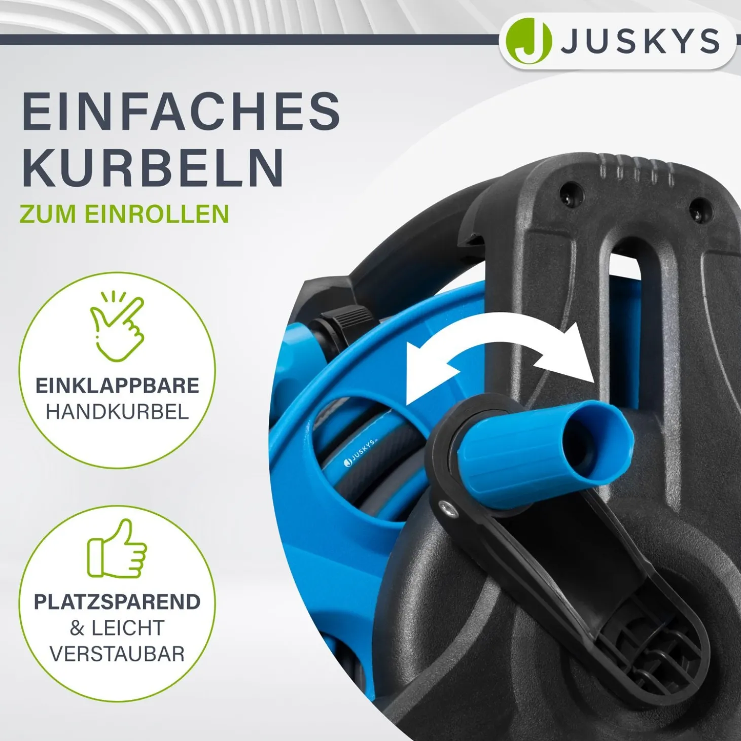 Mobile Schlauchtrommel Basic 30 m Mit Multifunktions-Handbrause, Wandaufhängung und Adaptern