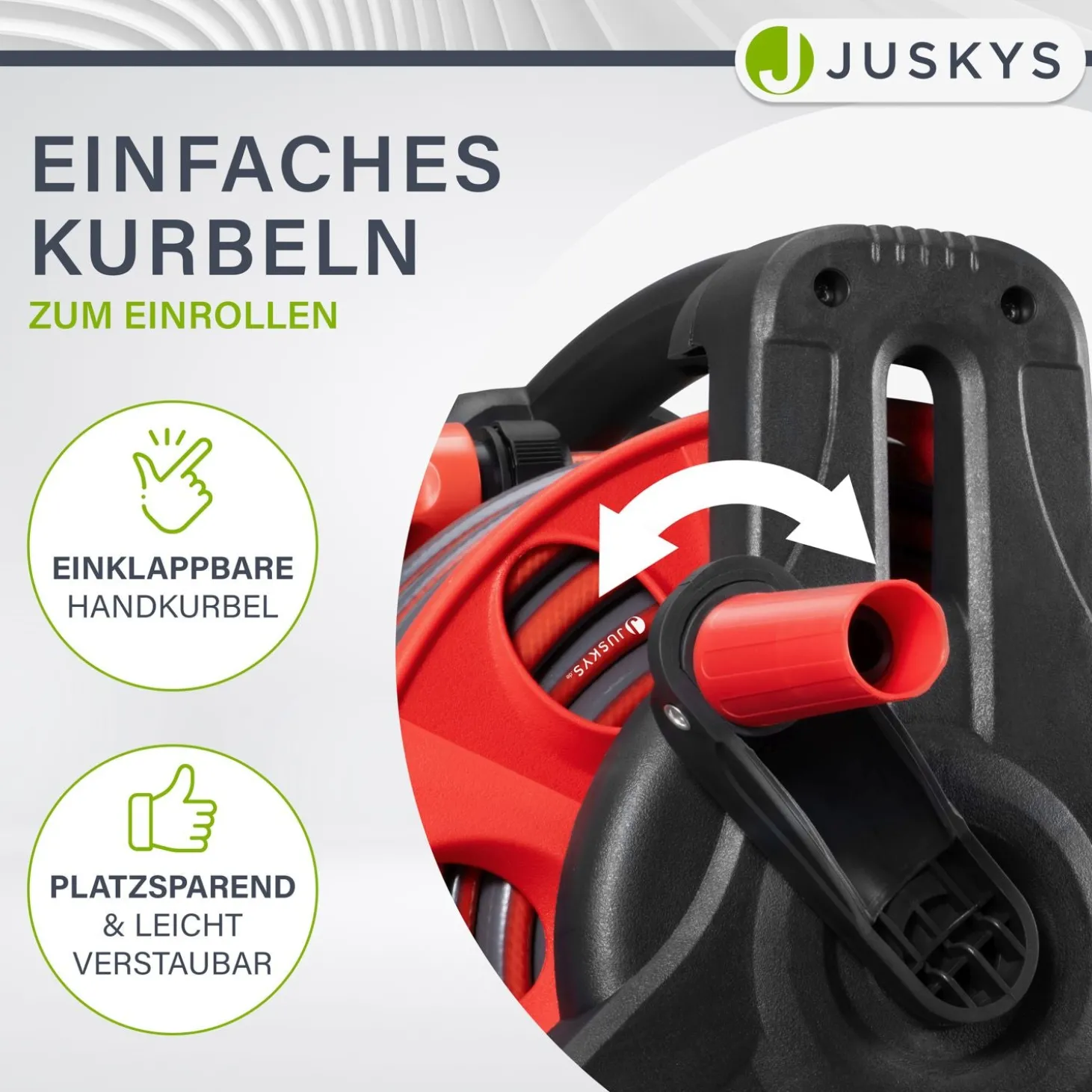 Mobile Schlauchtrommel Basic 30 m Mit Multifunktions-Handbrause, Wandaufhängung und Adaptern