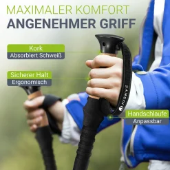 Nordic Walking Wanderstöcke mit Zubehör 2 Alu Teleskop Wanderstöcke mit Gummipuffer Set & Tasche