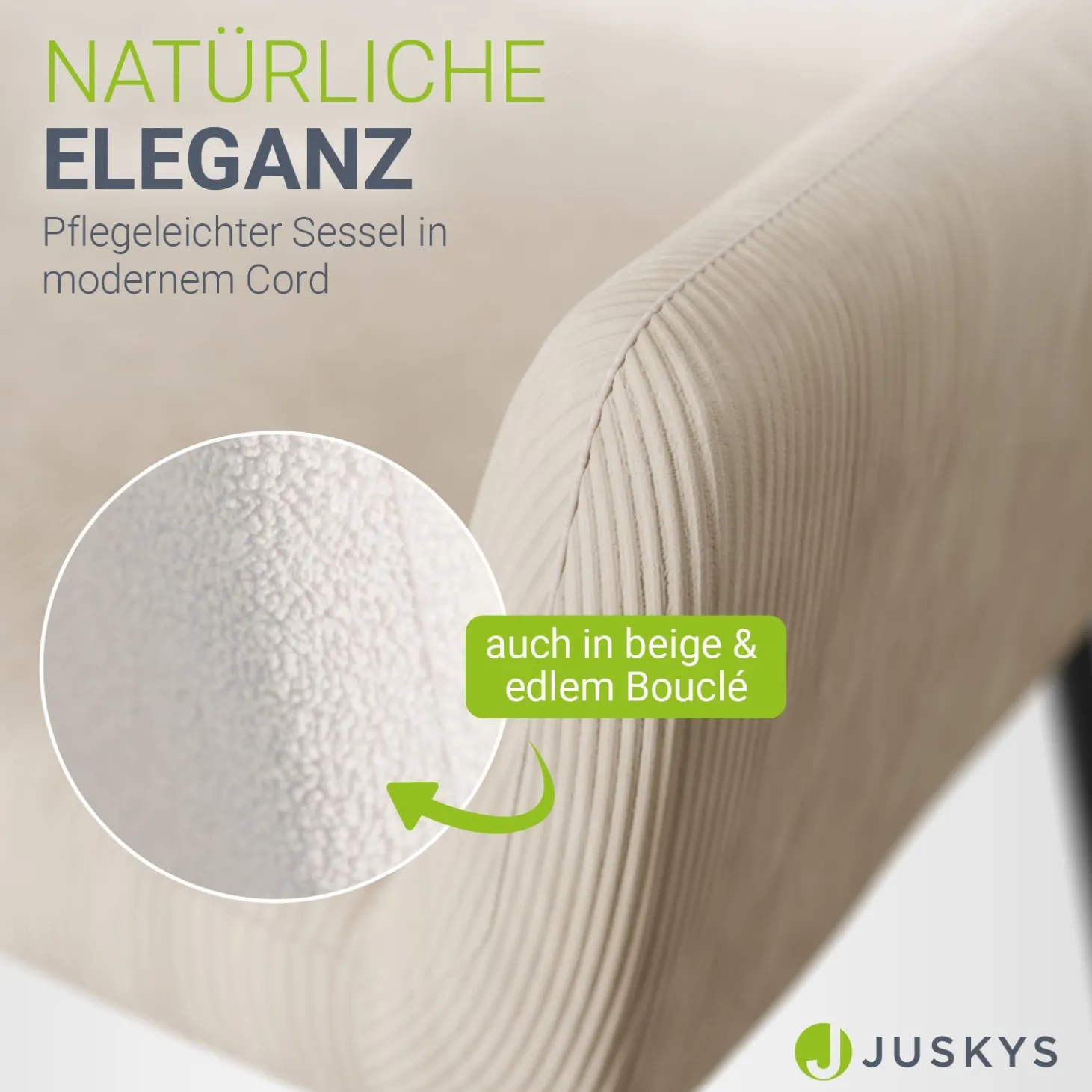 Ohrensessel mit optionalem Hocker Odense Relaxsessel beige oder grau im skandinavischen Design