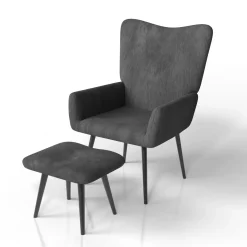 Ohrensessel mit optionalem Hocker Odense Relaxsessel beige oder grau im skandinavischen Design
