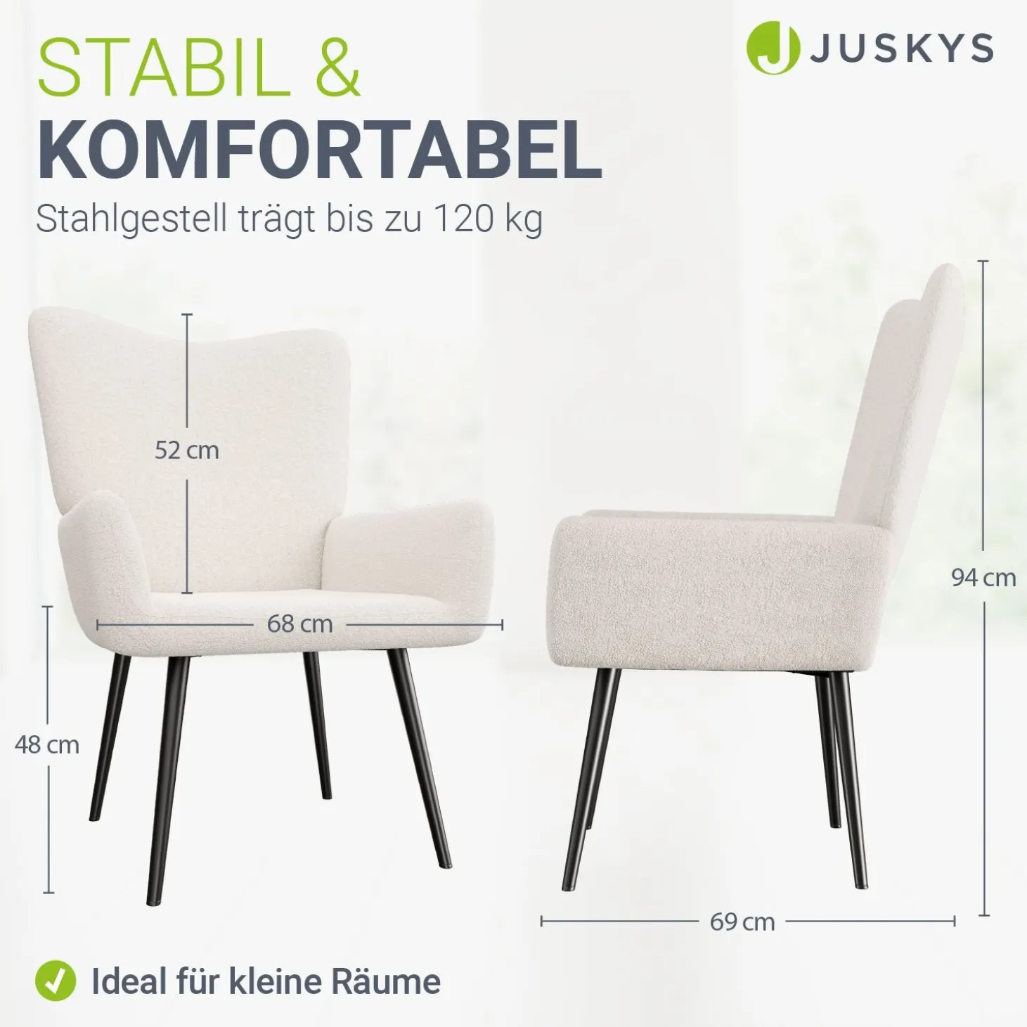 Ohrensessel mit optionalem Hocker Odense Relaxsessel beige oder grau im skandinavischen Design