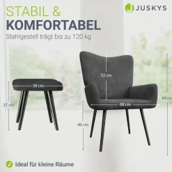 Ohrensessel mit optionalem Hocker Odense Relaxsessel beige oder grau im skandinavischen Design