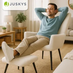 Ohrensessel mit optionalem Hocker Odense Relaxsessel beige oder grau im skandinavischen Design