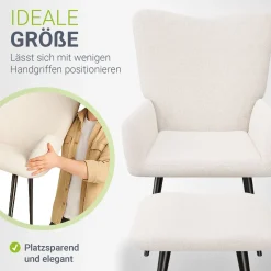 Ohrensessel mit optionalem Hocker Odense Relaxsessel beige oder grau im skandinavischen Design