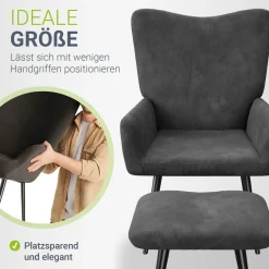 Ohrensessel mit optionalem Hocker Odense Relaxsessel beige oder grau im skandinavischen Design