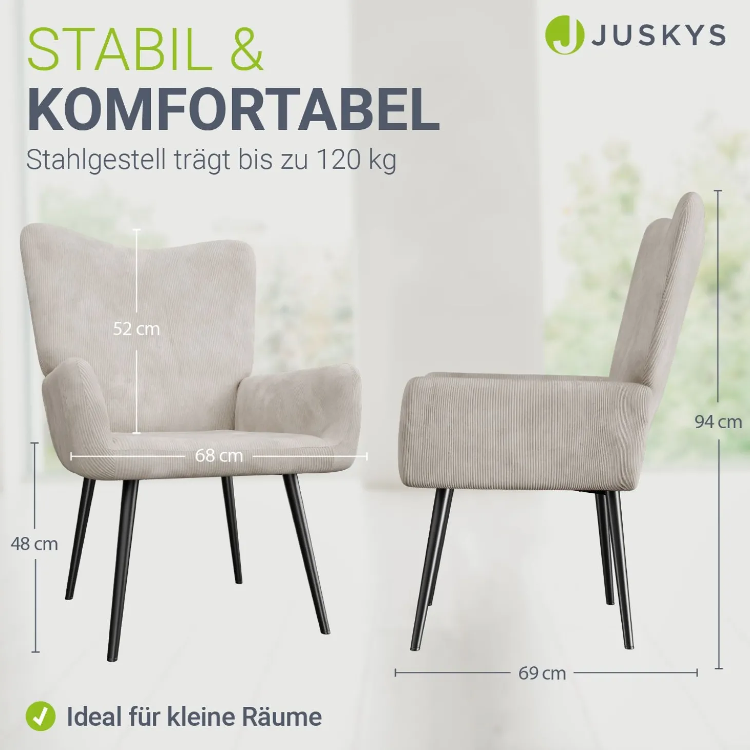 Ohrensessel mit optionalem Hocker Odense Relaxsessel beige oder grau im skandinavischen Design