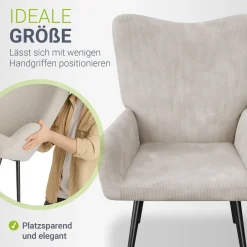 Ohrensessel mit optionalem Hocker Odense Relaxsessel beige oder grau im skandinavischen Design