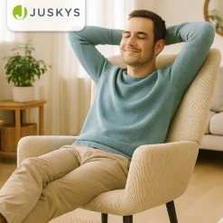 Ohrensessel mit optionalem Hocker Odense Relaxsessel beige oder grau im skandinavischen Design