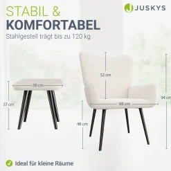 Ohrensessel mit optionalem Hocker Odense Relaxsessel beige oder grau im skandinavischen Design