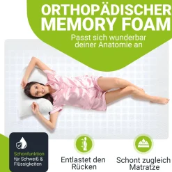 Orthopädischer Matratzentopper aus Memoryschaum Matratzenauflage 7cm für kleine und große Betten