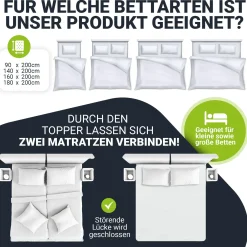 Orthopädischer Matratzentopper aus Memoryschaum Matratzenauflage 7cm für kleine und große Betten