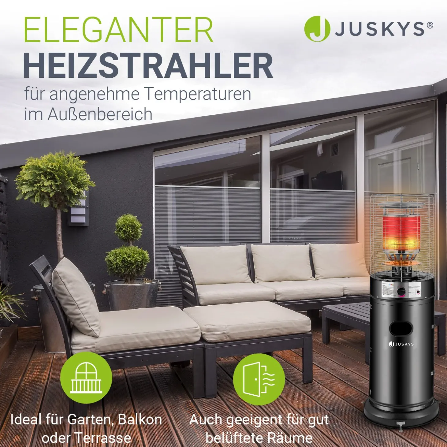 Outdoor Heizstrahler Cuna Mit 11 kW Gas-Brenner für Garten, Terrasse oder Balkon
