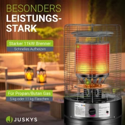 Outdoor Heizstrahler Cuna Mit 11 kW Gas-Brenner für Garten, Terrasse oder Balkon