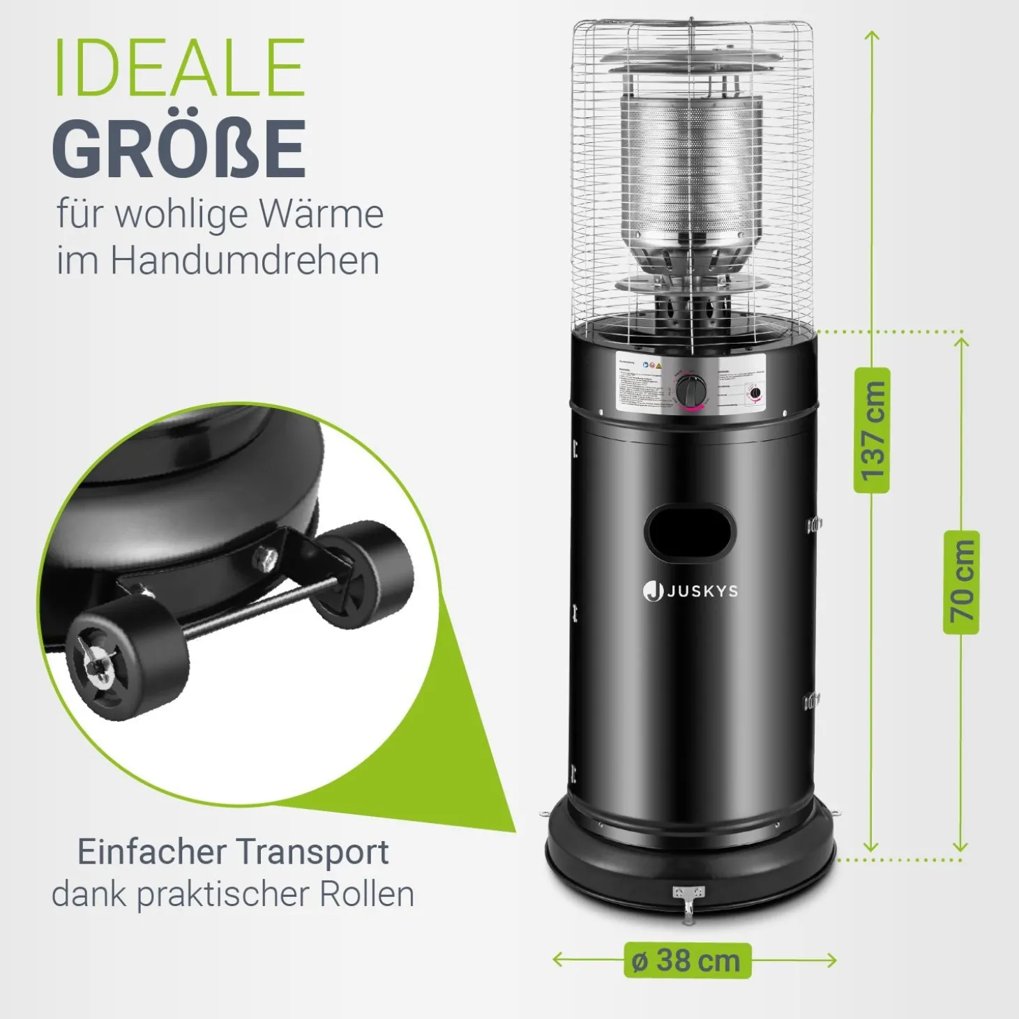 Outdoor Heizstrahler Cuna Mit 11 kW Gas-Brenner für Garten, Terrasse oder Balkon