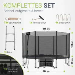 Outdoor Trampolin JumpMaster Gartentrampolin rund für Kinder mit Sicherheitsnetz