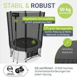 Outdoor Trampolin JumpMaster Gartentrampolin rund für Kinder mit Sicherheitsnetz