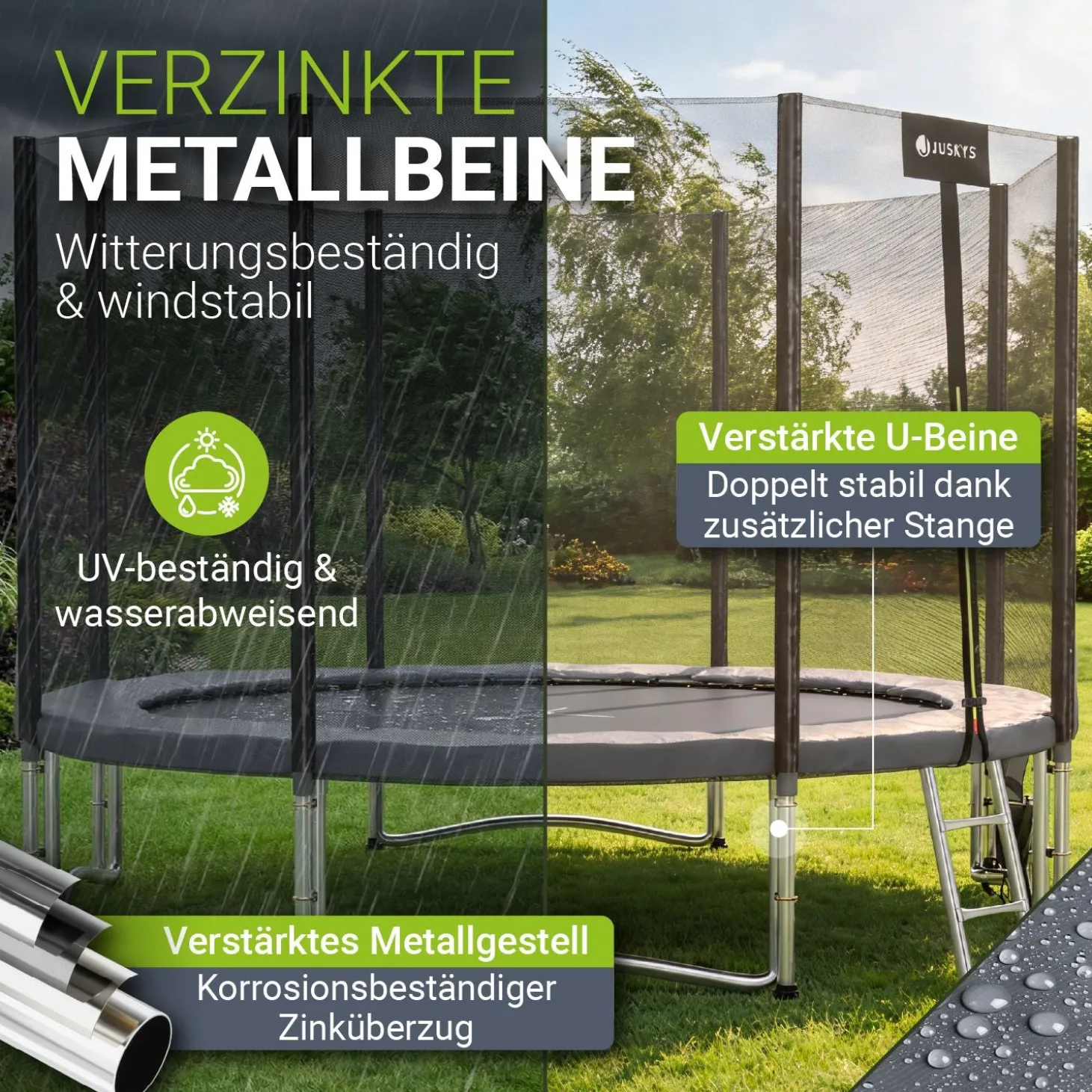 Outdoor Trampolin JumpMaster Gartentrampolin rund für Kinder mit Sicherheitsnetz