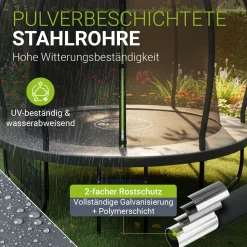 Outdoor Trampolin SkyBounce Stabiles Gartentrampolin mit Sicherheitsnetz und Randabdeckung