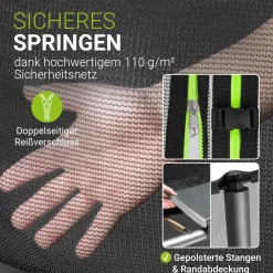 Outdoor Trampolin SkyBounce Stabiles Gartentrampolin mit Sicherheitsnetz und Randabdeckung