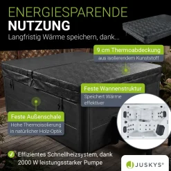 Outdoor Whirlpool Oasis Beheizbar, mit LED Farblicht, Massagedüsen, UV-Sterilisator & Filtersystem