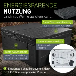 Outdoor Whirlpool Oasis Beheizbar, mit LED Farblicht, Massagedüsen, UV-Sterilisator & Filtersystem