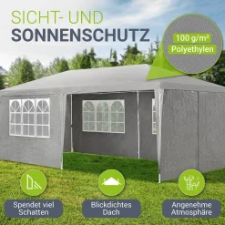 Partyzelt 3x6 m Gartenzelt mit Dach, Seitenteile, Heringe, Seile & Zubehör