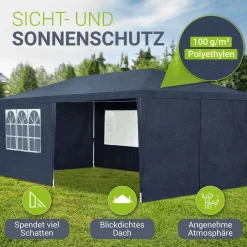 Partyzelt 3x6 m Gartenzelt mit Dach, Seitenteile, Heringe, Seile & Zubehör