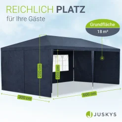 Partyzelt 3x6 m Gartenzelt mit Dach, Seitenteile, Heringe, Seile & Zubehör