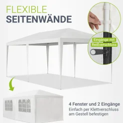 Partyzelt 3x6 m Gartenzelt mit Dach, Seitenteile, Heringe, Seile & Zubehör
