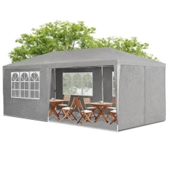 Partyzelt 3x6 m Gartenzelt mit Dach, Seitenteile, Heringe, Seile & Zubehör