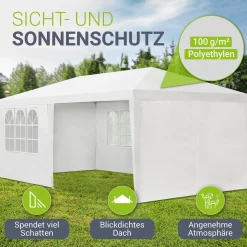 Partyzelt 3x6 m Gartenzelt mit Dach, Seitenteile, Heringe, Seile & Zubehör