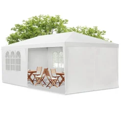 Partyzelt 3x6 m Gartenzelt mit Dach, Seitenteile, Heringe, Seile & Zubehör