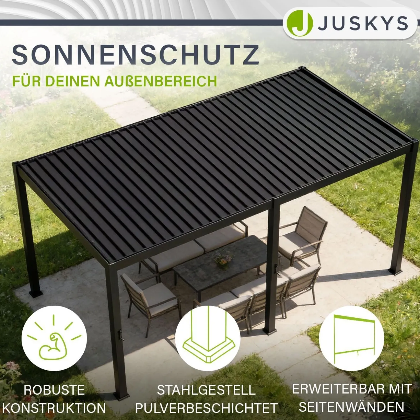 Pergola Lamellendach Tahiti Lamellendach für Terrasse & Garten mit verstellbaren Lamellen