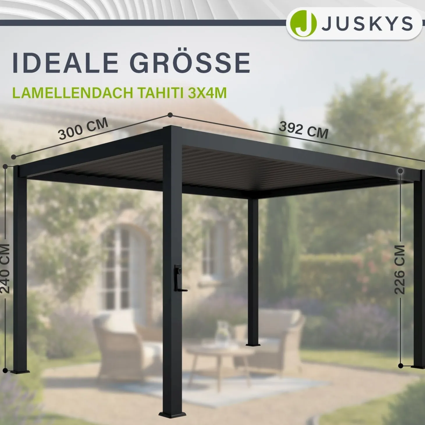 Pergola Lamellendach Tahiti Lamellendach für Terrasse & Garten mit verstellbaren Lamellen