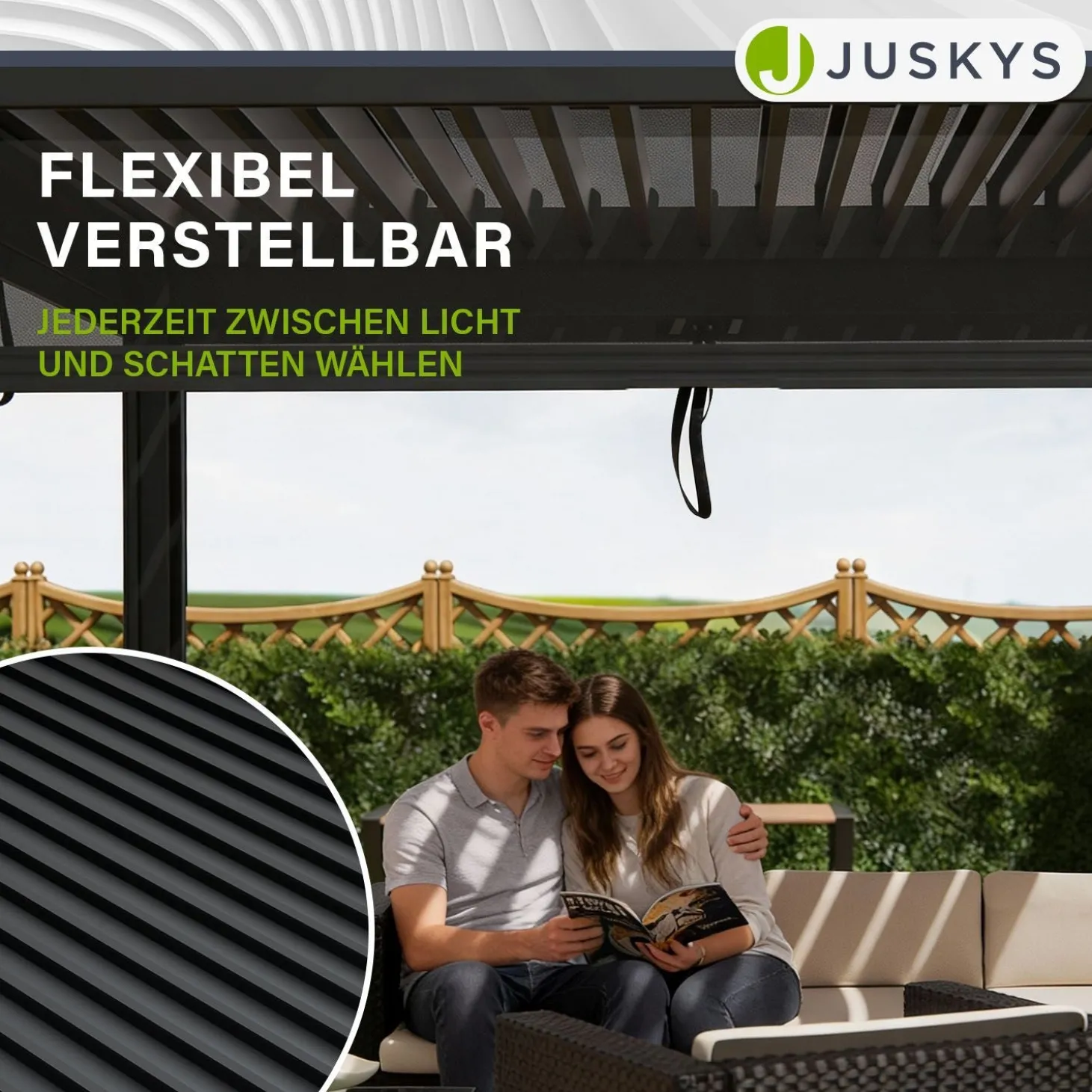 Pergola Lamellendach Tahiti Lamellendach für Terrasse & Garten mit verstellbaren Lamellen