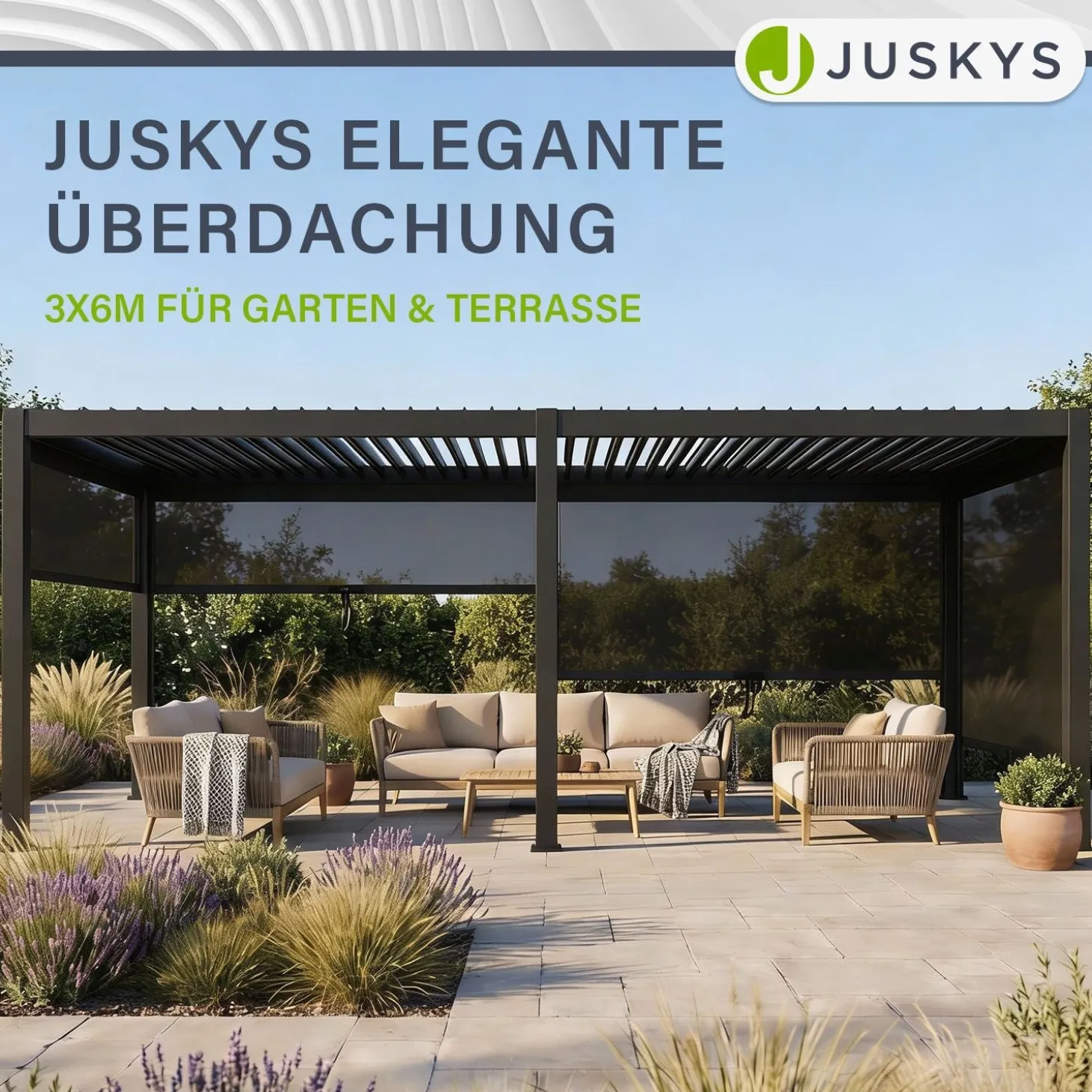 Pergola Lamellendach Tahiti Lamellendach für Terrasse & Garten mit verstellbaren Lamellen