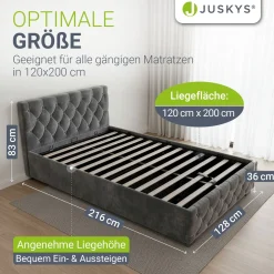 Polsterbett Nizza Bett mit Stauraum & weichem Samt-Bezug