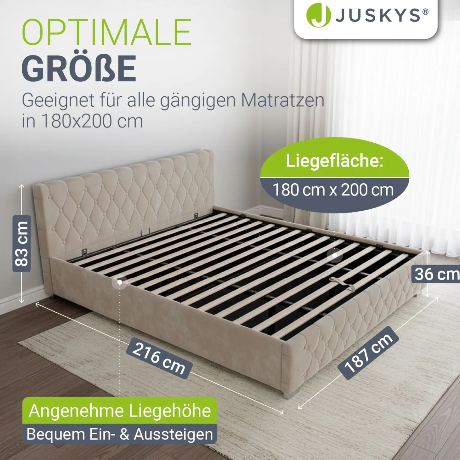 Polsterbett Nizza Bett mit Stauraum & weichem Samt-Bezug