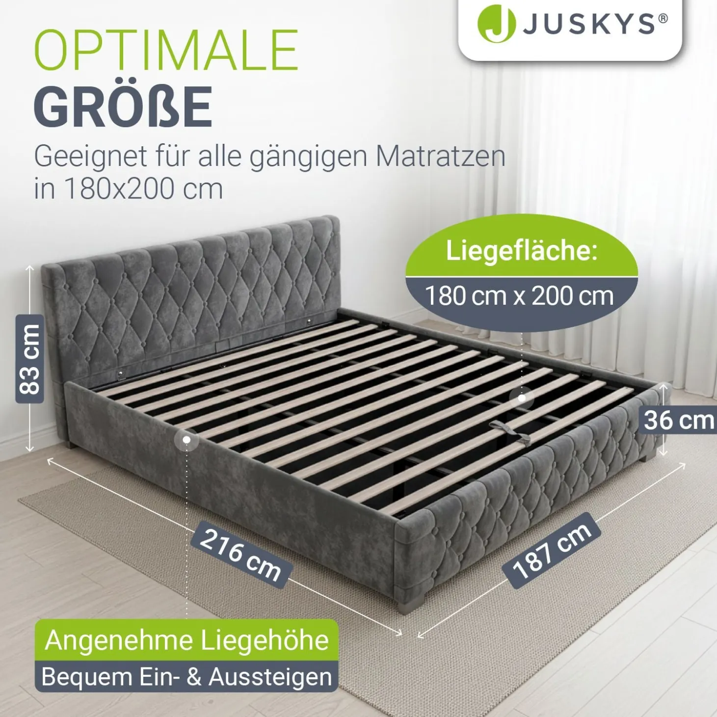 Polsterbett Nizza Bett mit Stauraum & weichem Samt-Bezug