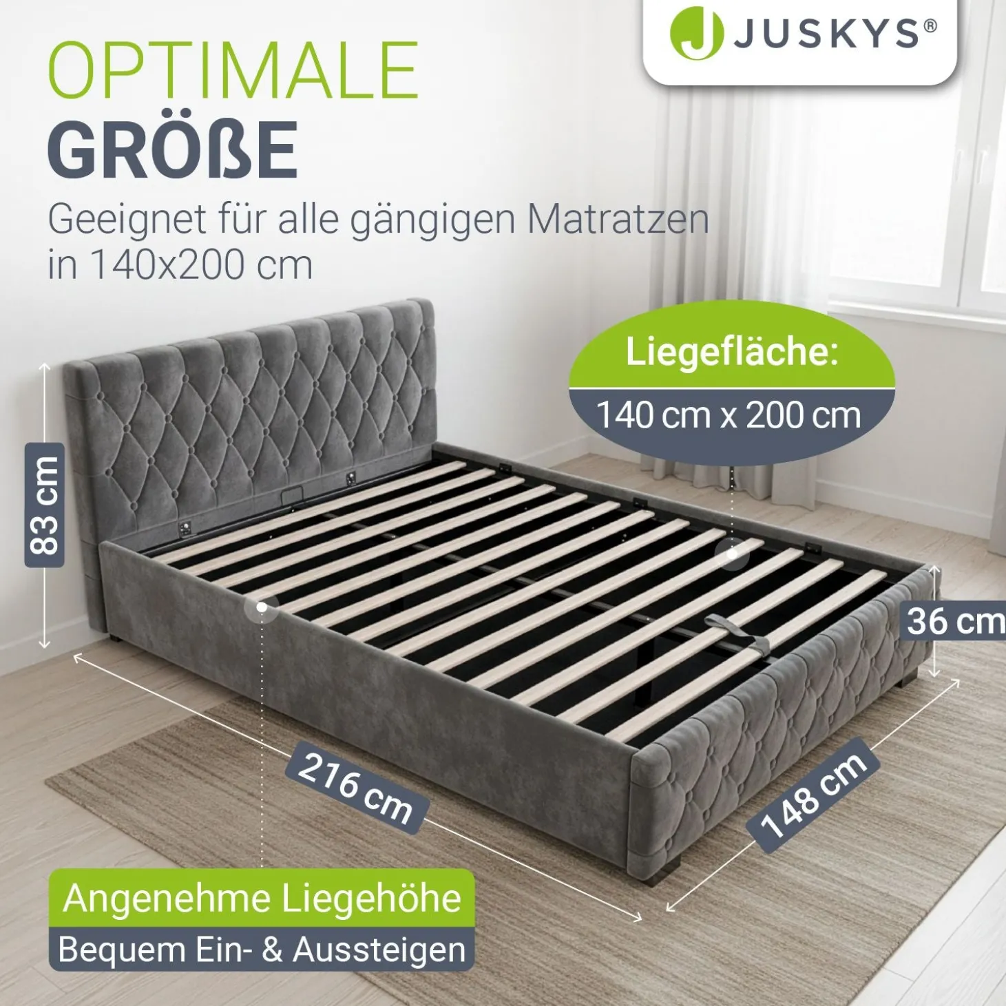 Polsterbett Nizza Bett mit Stauraum & weichem Samt-Bezug