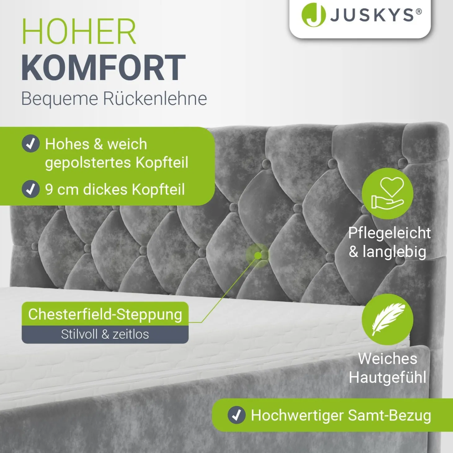 Polsterbett Nizza Bett mit Stauraum & weichem Samt-Bezug