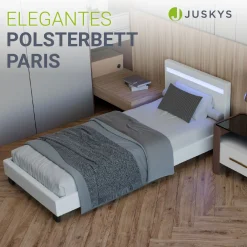 Polsterbett Paris Bettgestell mit LED-Beleuchtung und Lattenrost