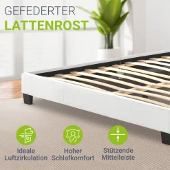 Polsterbett Paris Bettgestell mit LED-Beleuchtung und Lattenrost
