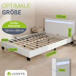 Polsterbett Paris Bettgestell mit LED-Beleuchtung und Lattenrost